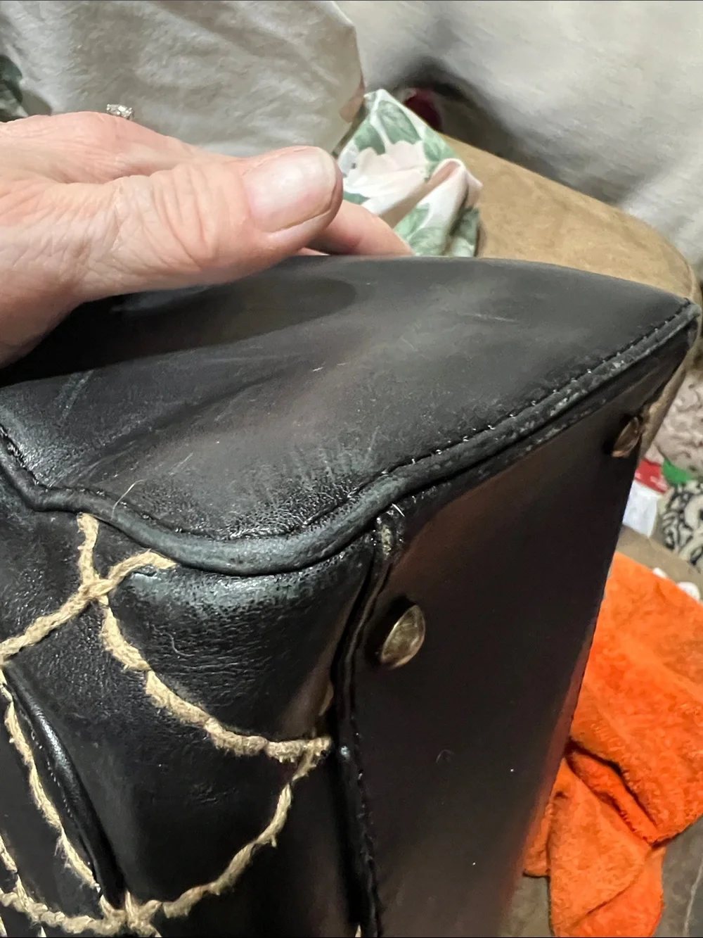 CHANEL Black Quilted Satchel with Cream Stitching (Wild stitch)